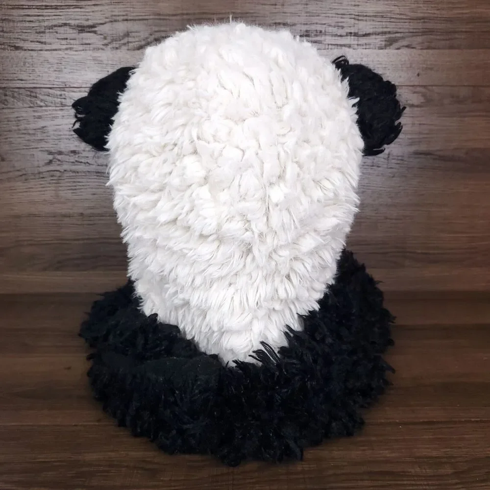 Panda Bear Plush Fur Cowl‎ Hooded Infinity Scarf Snood 3D Ears Black White New